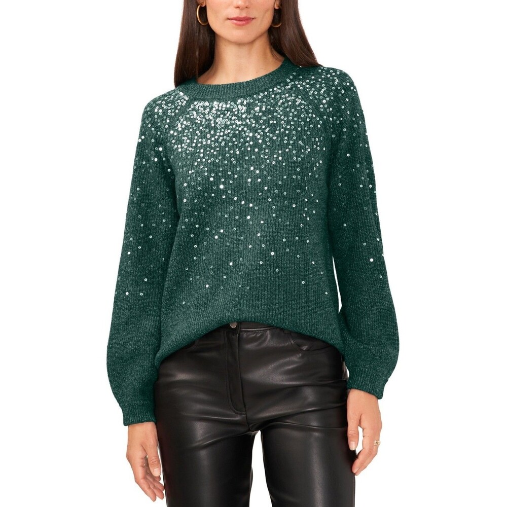 Vince Camuto Women’s Cozy Sequined Crewneck Sweater XL Raglan Sleeve
